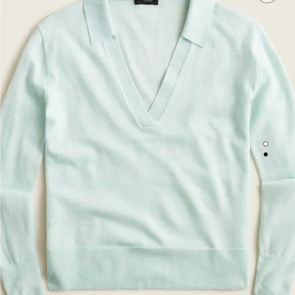 J Crew collared merino wool sweater mint green - Picture 1 of 5